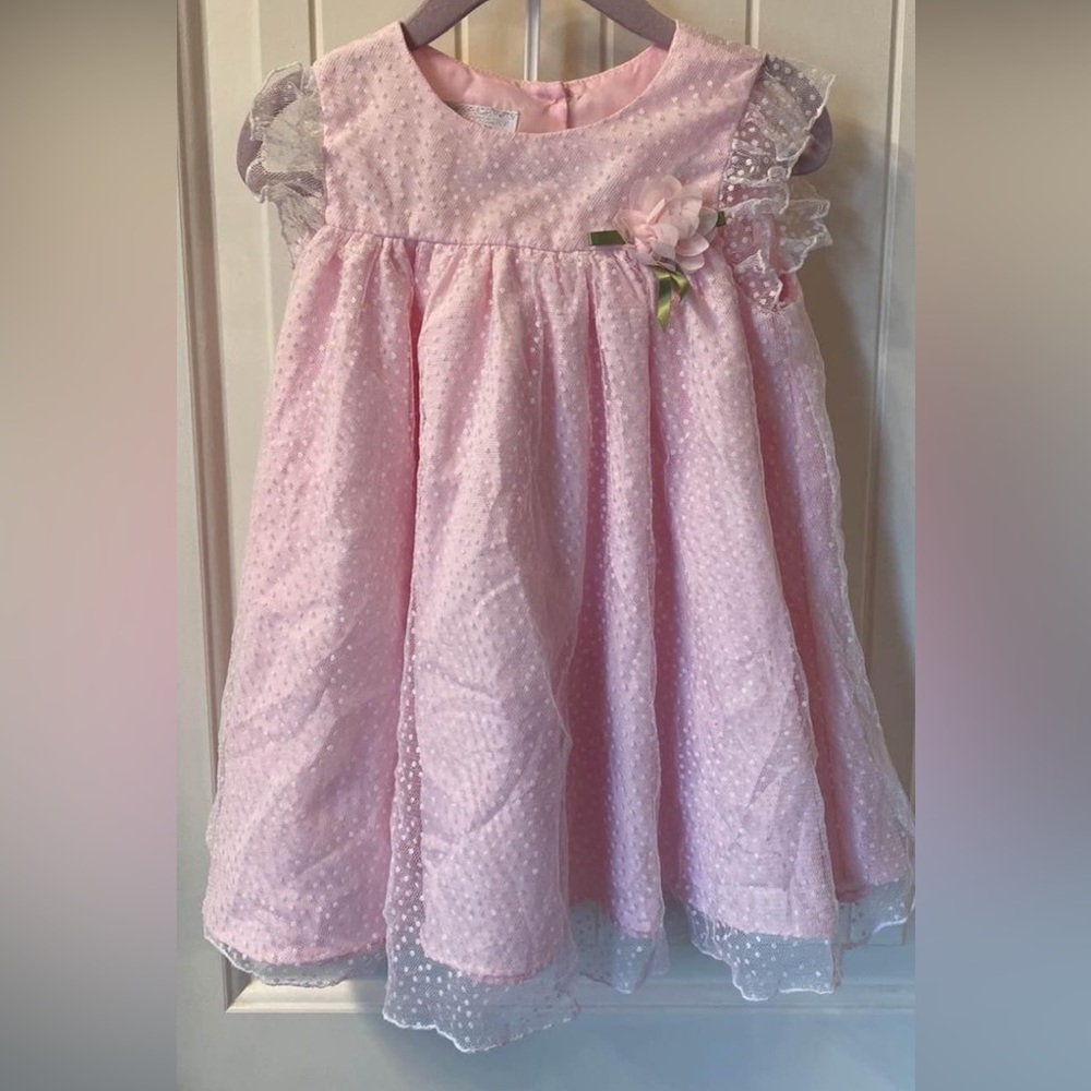 Girls Size 24 Month Pink And White Dress